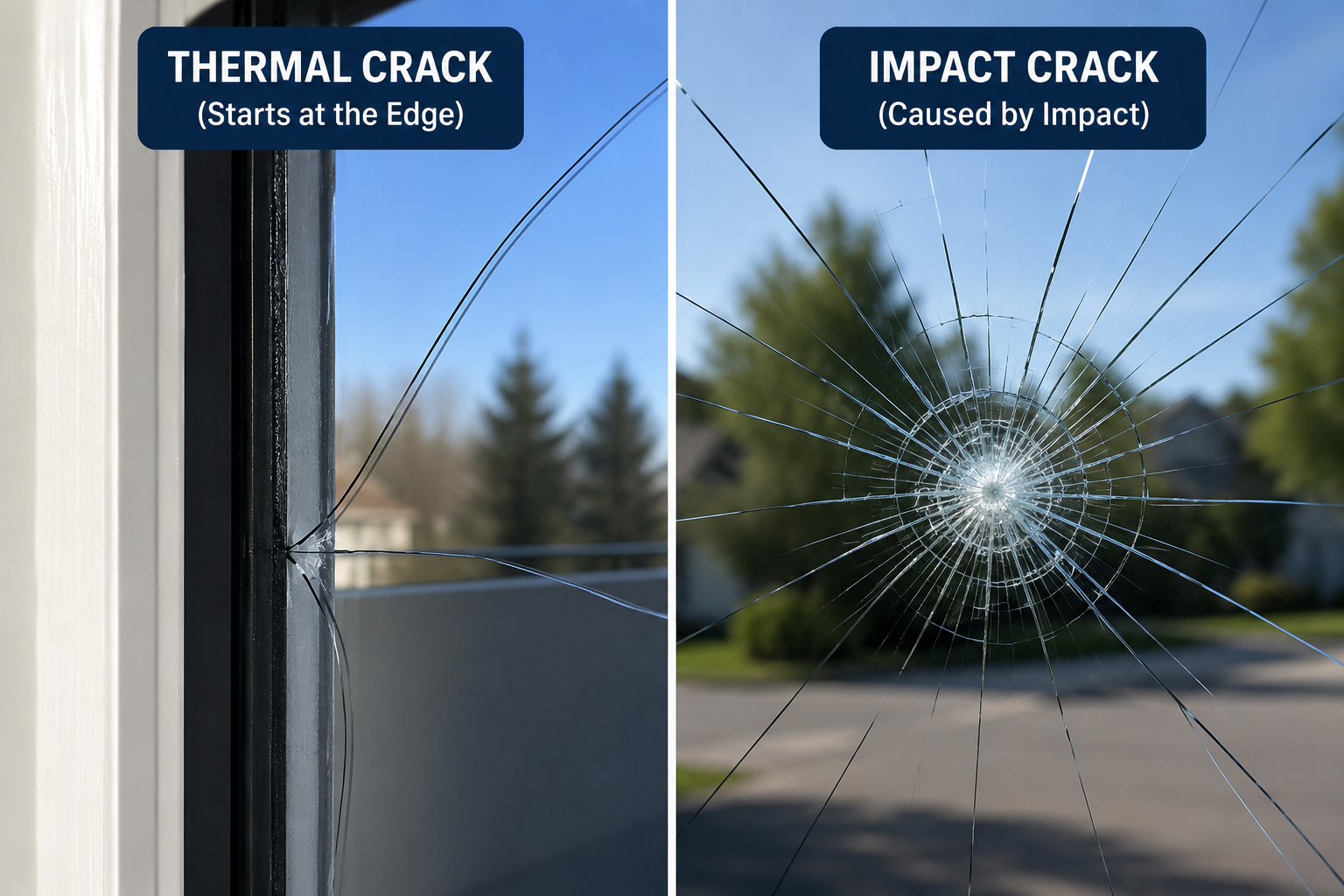 Anbes Glass and Windows Thermal stress crack versus impact crack in window glass